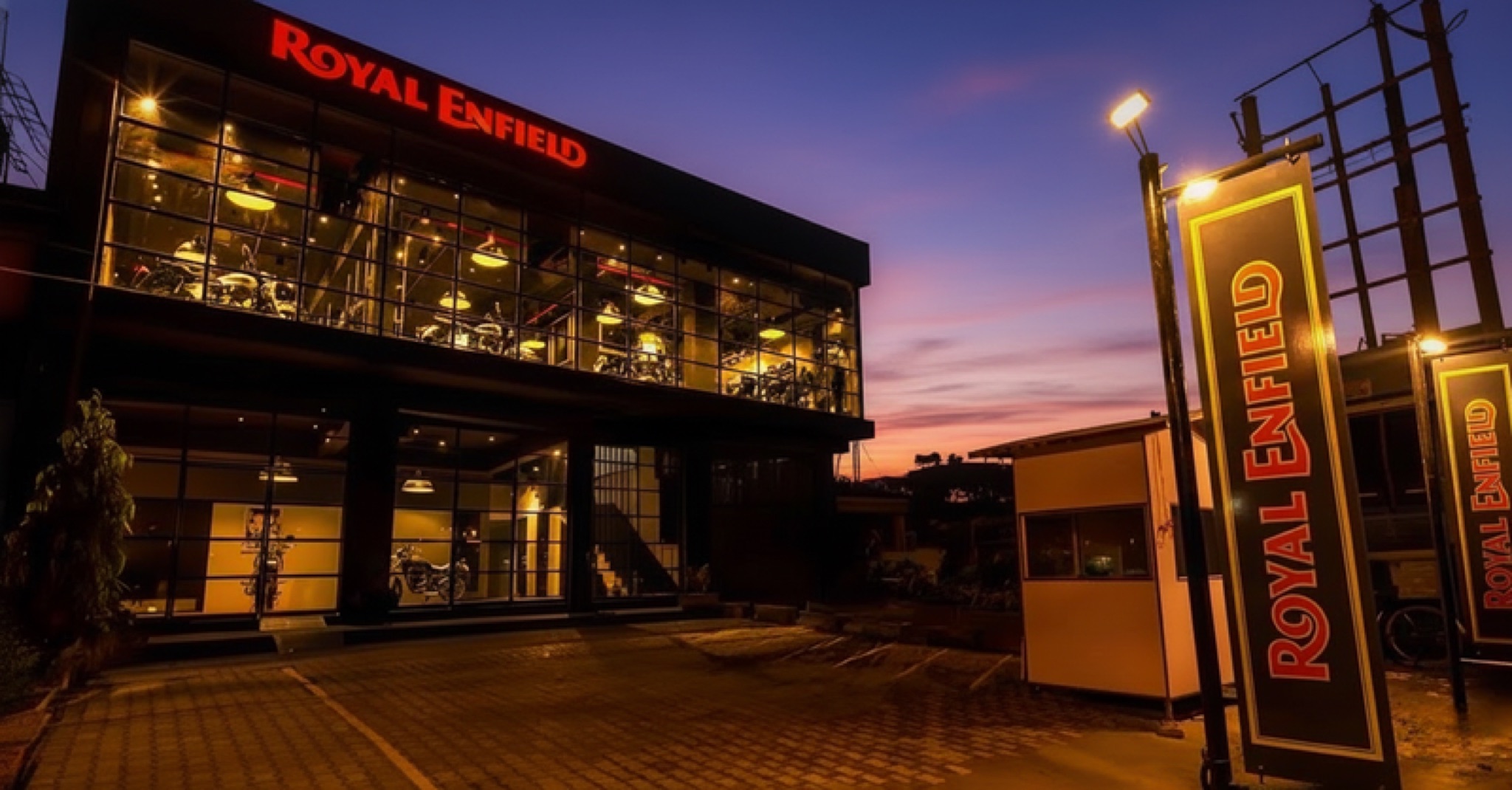Dealership façade at dusk